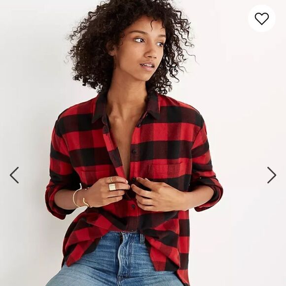 Madewell Flannel Oversized Ex-Boyfriend Shirt in Buffalo Check - Picture 2 of 9